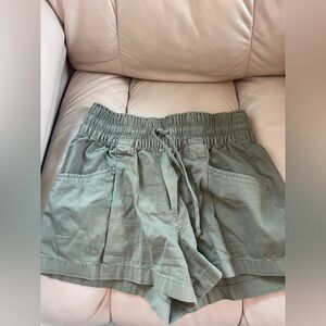 Aerie Sage Green Smocked Shorts
